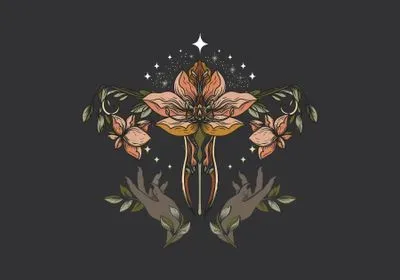 An illustration of flowers in the shape of the female reproductive tract